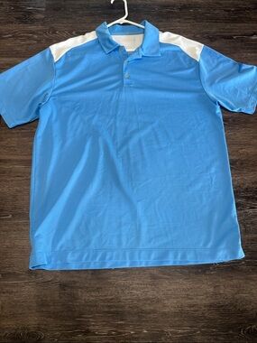 Nike Golf Dry Fit Men's Light Blue Polo with White Shoulder Panels